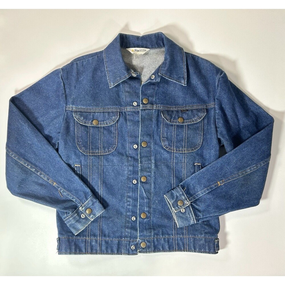 Vtg 80s KEY Denim Jean Jacket Trucker Cowboy Western Pockets (See Measurements)